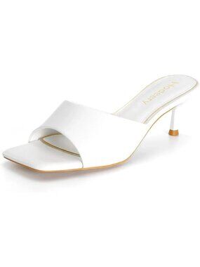 Hodeery Kitten Heels for Women Short Heel Sandals 2.17 Inch White 8